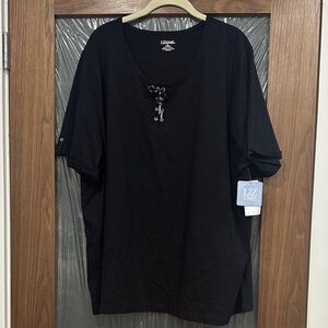 Liz & Me Black Short-Sleeve Embellished Tee